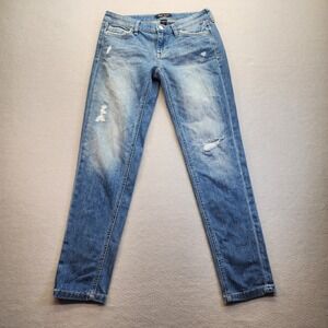 White House Black Market Girlfriend Jeans Distressed Medium Wash Denim Size 0